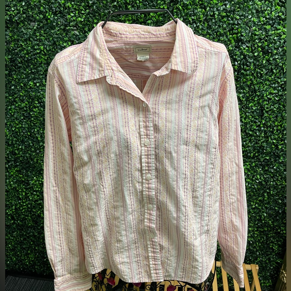 LL Bean printed button-up shirt for women